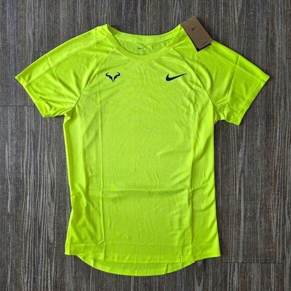 Nike Rafael Nadal Challenger Dri-Fit Crew Tennis T-Shirt Men's S Volt DV2887-702 - Picture 1 of 10